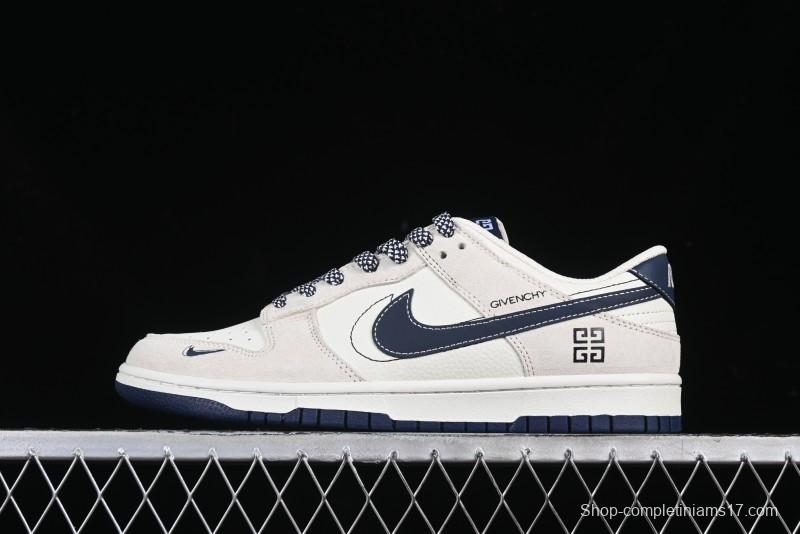 Nike SB Dunk Low Givenchy Collaboration Grey Pigskin Anniversary Custom Low-Top Casual Skate Shoes - DJ2024-112