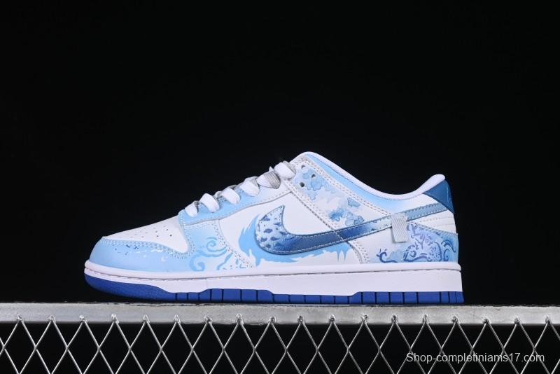 Nike Dunk Low Blue and White Porcelain Theme Casual Sneakers - DV0831-104