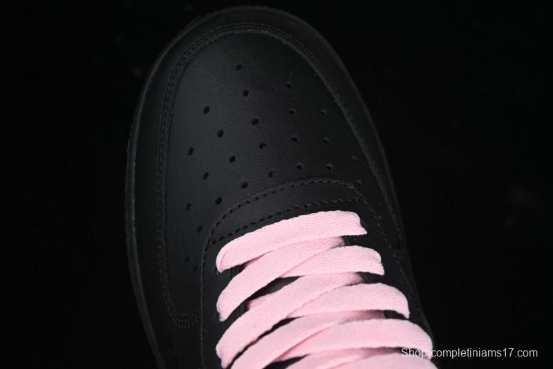 Nike Air Force 1 '07 Low Casual Sneakers with Black & Pink Double Swoosh - CW2288-028