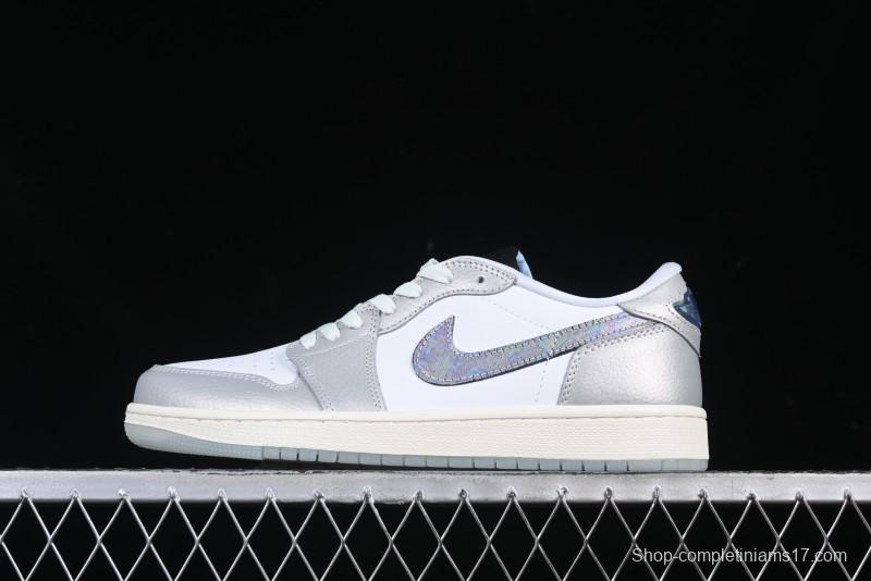 Nike Air Jordan 1 Low OG Retro Basketball Shoes Snake Year Limited Edition Silver Snake - HF3144-100