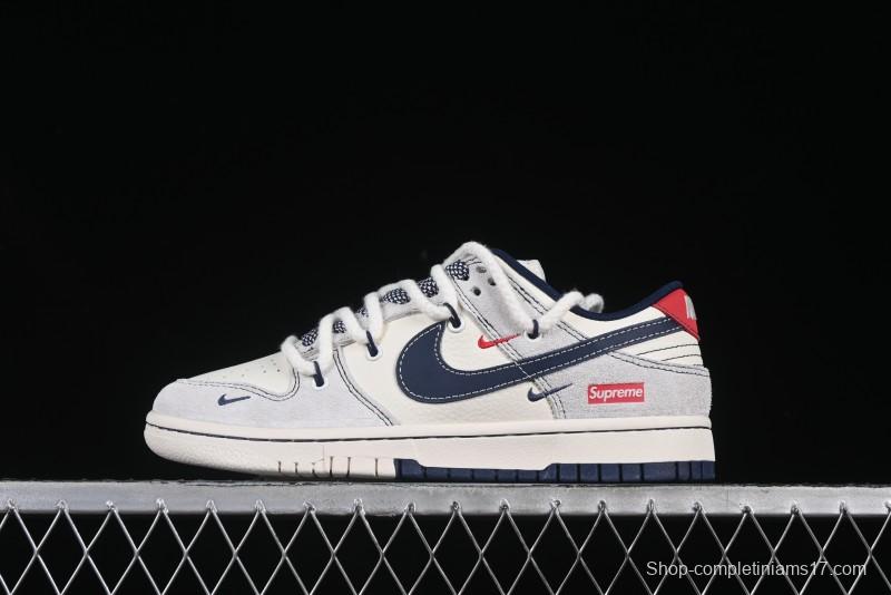 Nike SB Dunk Low Supreme Collaboration Strap Pig Eight Blue Hook Anniversary High-End Custom Low-Top Casual Skate Shoes - YX5066-235