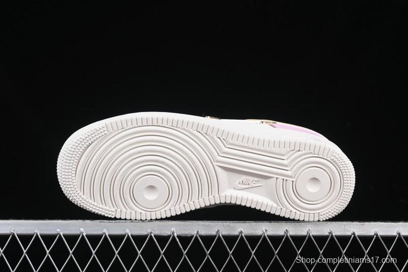 Nike Air Force 1 '07 Low White Pink Swoosh Casual Sneakers - IB2574-600