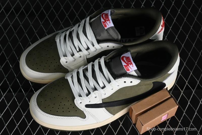 Nike Travis Scott x Air Jordan 1 Low OG AJ1 Reverse Swoosh Sneakers - DM7866-200