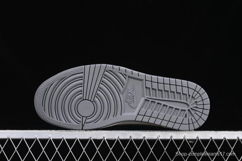 Nike Travis Scott x Fragment Design x Air Jordan 1 Low OG SP AJ1 Snake Year Limited Grey Snake Scale with Grey Swoosh Low-top Casual Sneakers - XS3086-009