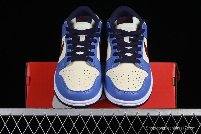 Nike Dunk Low SB Skateboarding Shoes in White Blue Red Colorway - FV8119-161