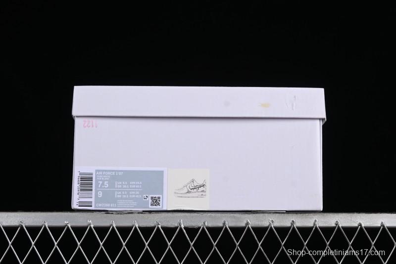 Nike Air Force 1 '07 Low Casual Sneakers with Black and White Hand-Drawn Manga Design - CW2288-811