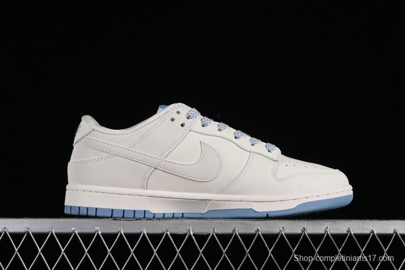 Nike SB Dunk Low LV Collaboration - Double Swoosh Beige Blue Anniversary High-End Custom Low-Top Casual Skate Shoes - XX2025-308