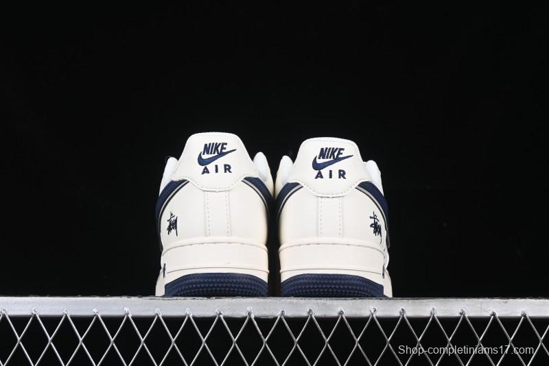 Nike Air Force 1 '07 Low Stussy Collaboration - Navy Blue & Off-White Low-Top Casual Sneakers - XZ3328-568