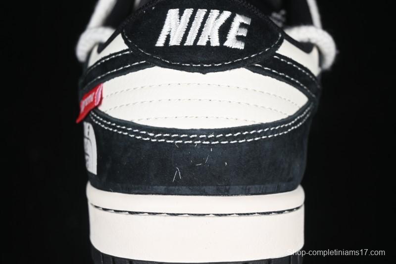 Nike SB Dunk Low The North Face x Supreme Anniversary Edition Customized Lace-Up Black White Black Swoosh Casual Skate Shoes - YX5066-227