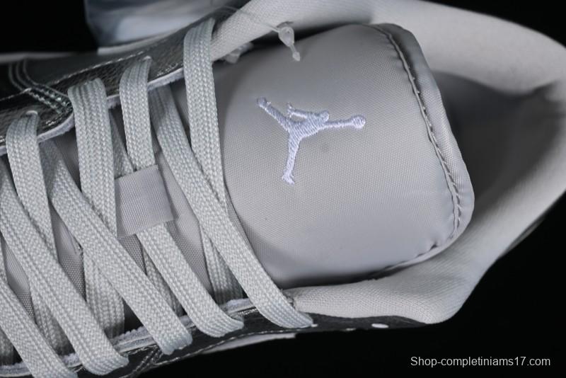 Nike Air Jordan 1 Low "Metallic Silver" Casual Sneakers with Metallic Finish - FN5030-001