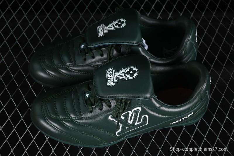 Louis Vuitton Footprint Soccer 2025 Spring Summer Collection Round Toe Lace-Up Low Top Lifestyle Casual Shoes - D.GREEN
