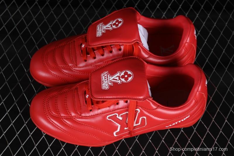 Louis Vuitton Footprint Soccer Low-Top Lifestyle Sneakers Round Toe Lace-Up Casual Shoes Red - AJF6
