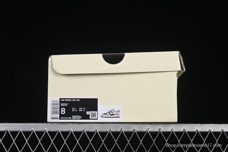 Nike Air Force 1 '07 Low Supreme Collaboration Beige Black Spliced Casual Sneakers with Strap - HH7518-056