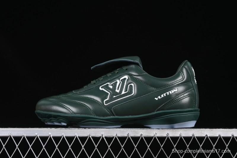 Louis Vuitton Footprint Soccer 2025 Spring Summer Collection Round Toe Lace-Up Low Top Lifestyle Casual Shoes - D.GREEN