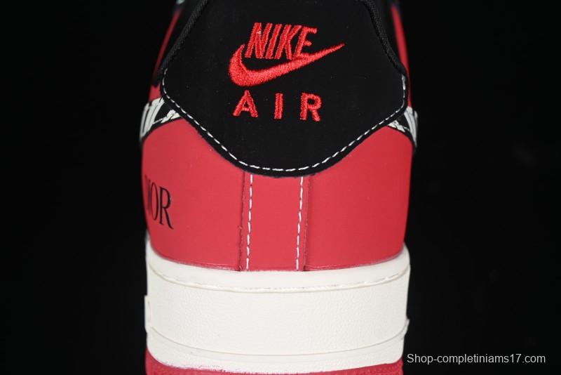 Nike Air Force 1'07 Low Dior Collaboration Red Black Zebra Print Casual Sneakers - KK1988-066