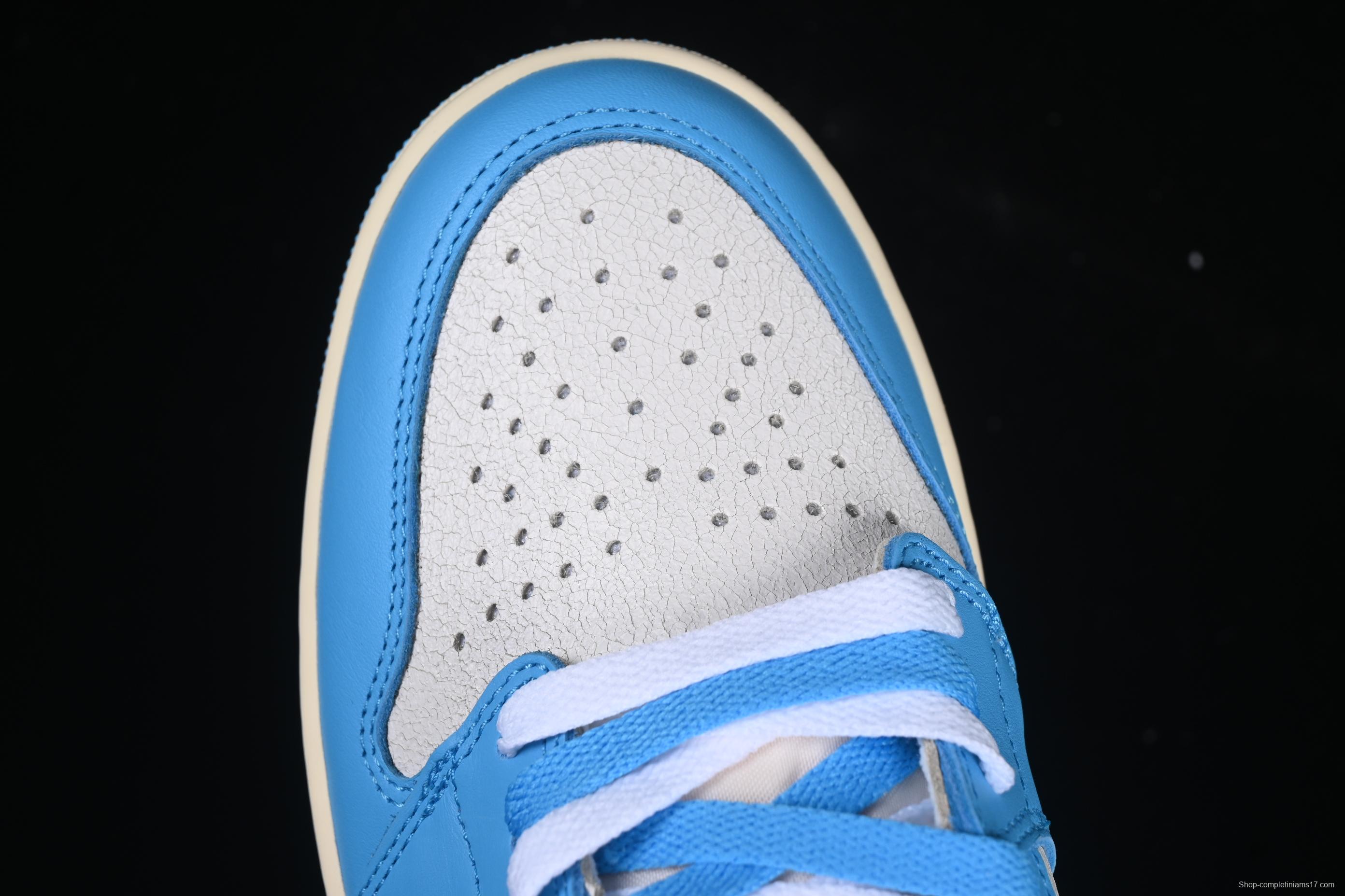 Nike Air Jordan 1 High OG "UNC Reimagined" Retro Basketball Shoes with Cracked Leather and Vintage Midsole - DZ5485-402