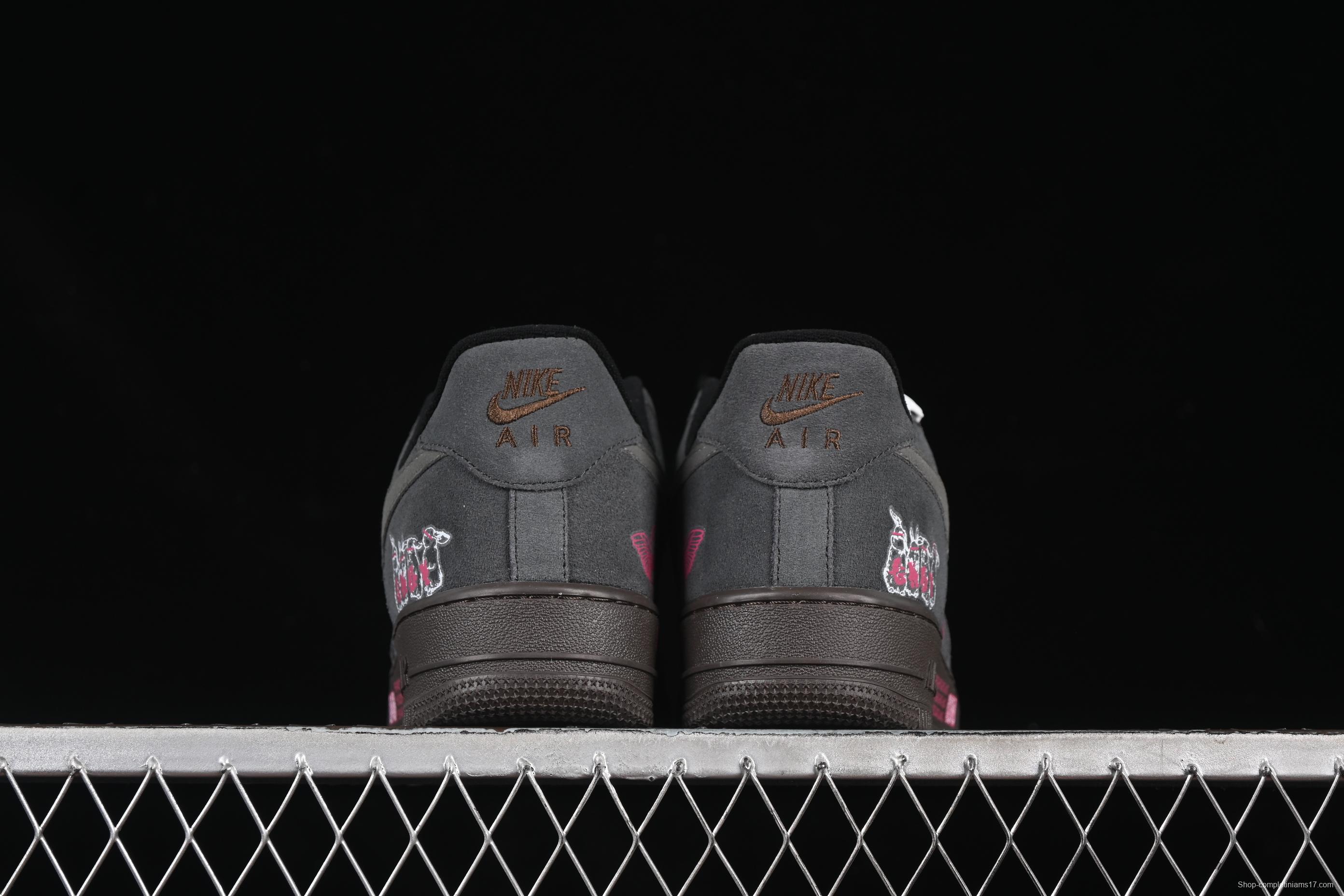 Nike Air Force 1'07 Low "Black Pink" Limited Edition Sneakers with Heart Design - DO6730-010