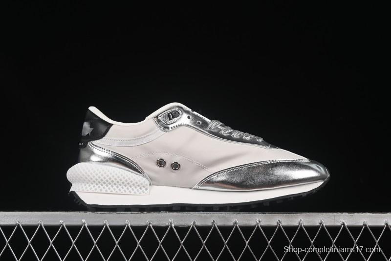Golden Goose Marathon Comfortable Low-Top Lifestyle Sneakers in White Black Silver - H8D4