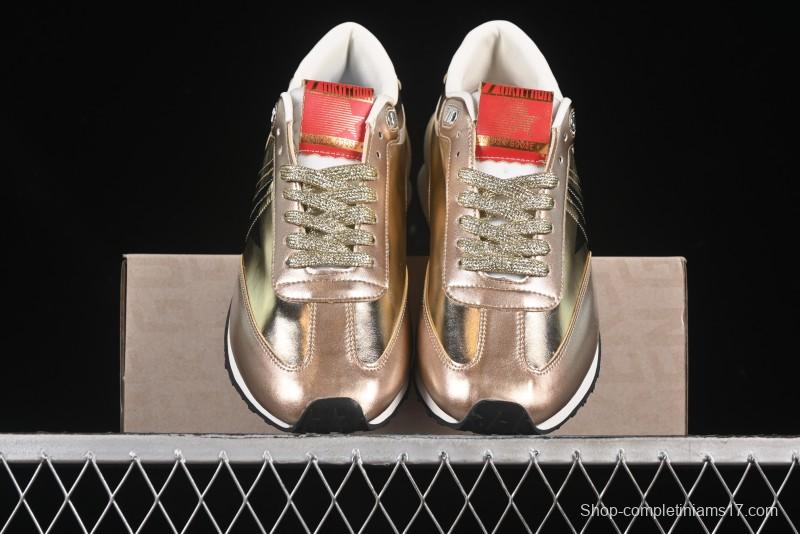 Golden Goose Marathon White Black Gold Comfortable Low-Top Lifestyle Sneakers - H8D4