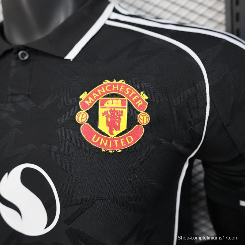 Player Version 25/26 Manchester United Black with Snapdragon Logo Design Jersey