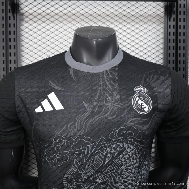 Player Version 25/26 Real Madrid Black with Dragon Design Jersey