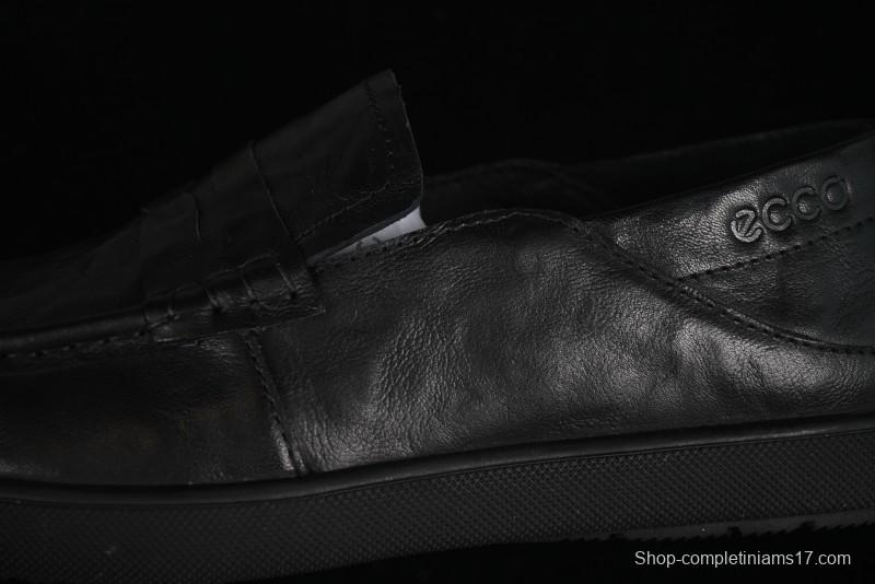 ECCO Soft Moc Summer Genuine Leather Breathable Slip-On Driving Shoes - 63516801001