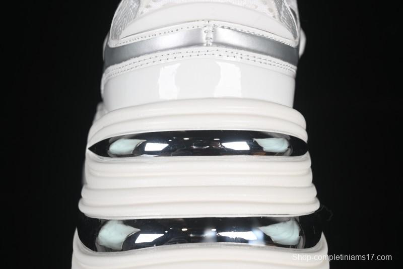 GG-CC Chunky Low Casual Fashion Sneakers with Thick Sole and Height Increasing Design - 2607 White