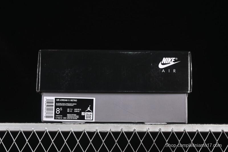 Nike Air Jordan 11 Retro CT8012-003 Basketball Shoes in Black & Guacamole Green