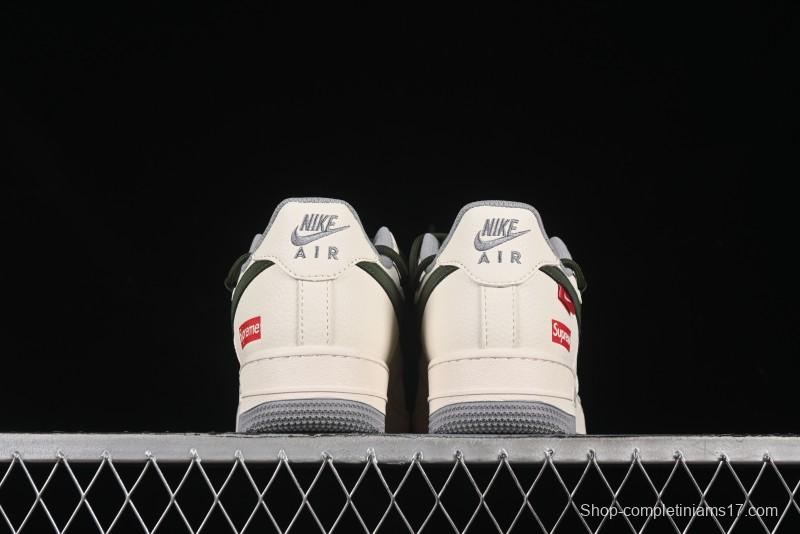 Nike Air Force 1'07 Low Supreme Collaboration Dual-Tone Grey Green Lace-Up Casual Sneakers - DM6868-070