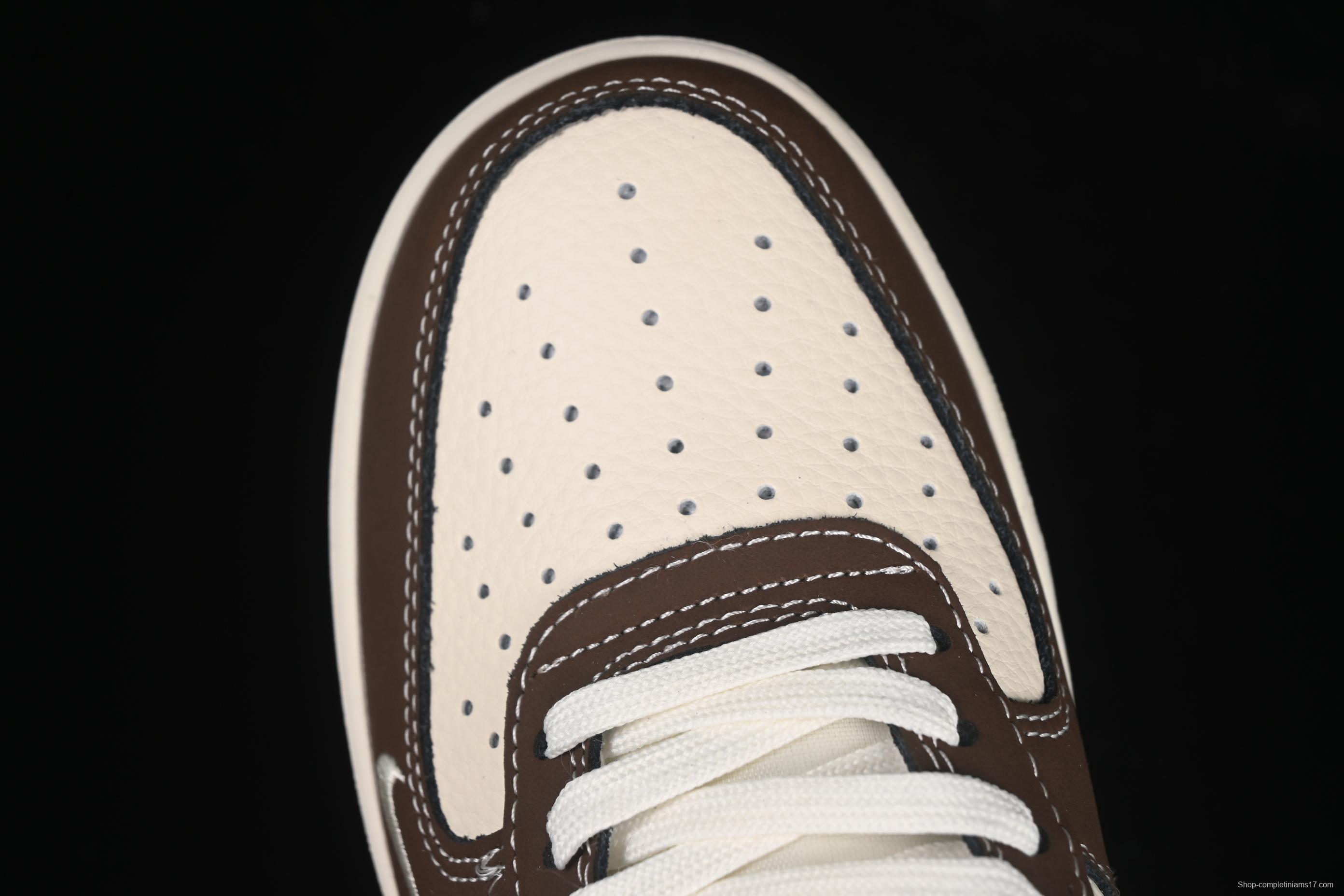 Nike Air Force 1 '07 Low Collaboration Dark Brown Swoosh Casual Sneakers - KK1988-080