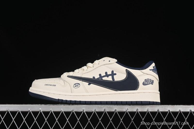 Nike Travis Scott x Fragment Design x Air Jordan 1 Low OG SP AJ1 Collaboration Sneakers - LD2025-009
