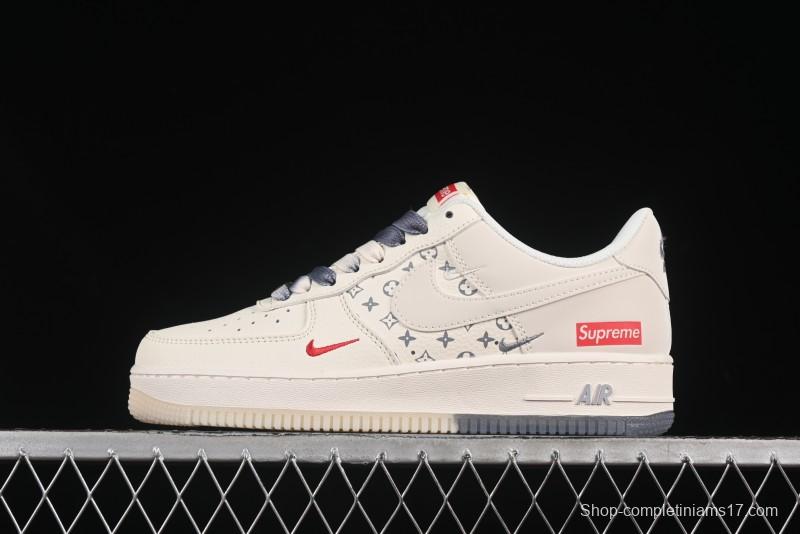 Nike Air Force 1 '07 Low Supreme Collaboration Dual-Tone Grey Print Casual Sneakers - HH7518-077