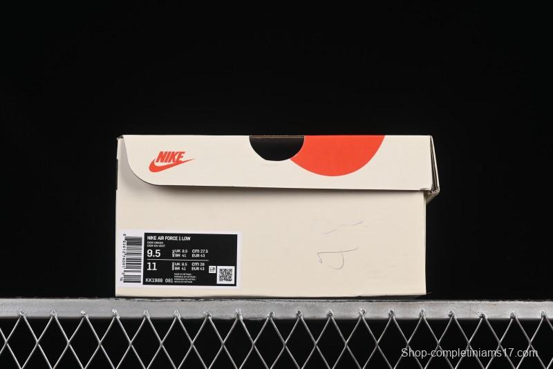 Nike Air Force 1'07 Low Dior Collaboration Dark Green Floral Swoosh Casual Sneakers - KK1988-081