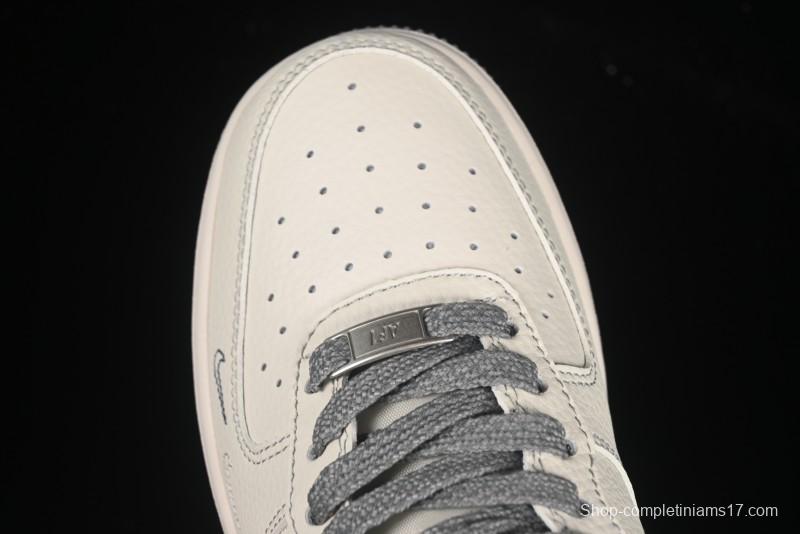 Nike Air Force 1 '07 Low Stussy Collaboration Beige Mini Swoosh Casual Sneakers - HH7518-064