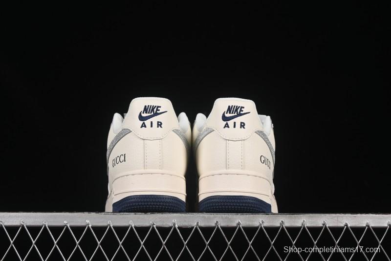 Nike Air Force 1 '07 Low Gucci Collaboration Silver Swoosh Casual Sneakers - XS1958-546