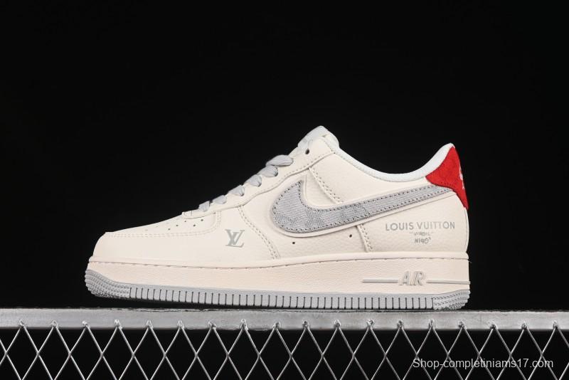 Nike Air Force 1 '07 Low LV Collaboration Grey Denim Swoosh Casual Sneakers - XX3168-135