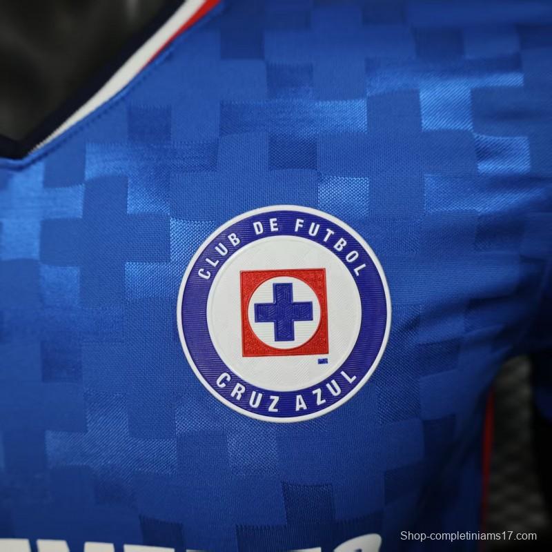 Player Version 25/26 Cruz Azul Home Blue with Digital Pixel Pattern Jersey