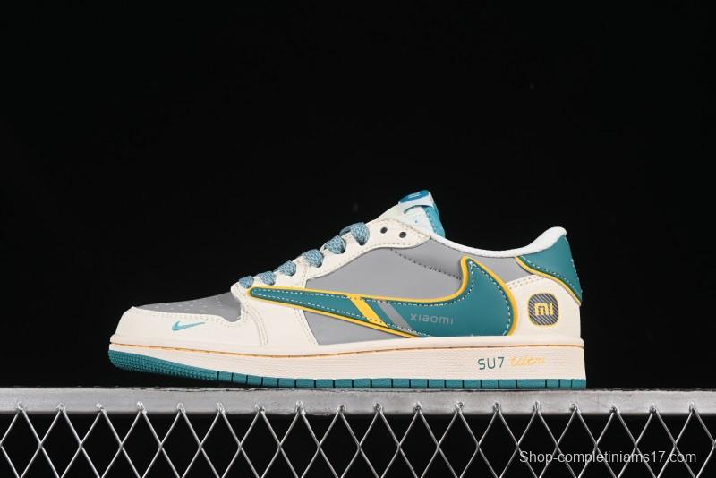 Nike Travis Scott x Fragment Design x Air Jordan 1 Low OG SP AJ1 Collaboration Sneakers in Gulf Blue - XX3168-163