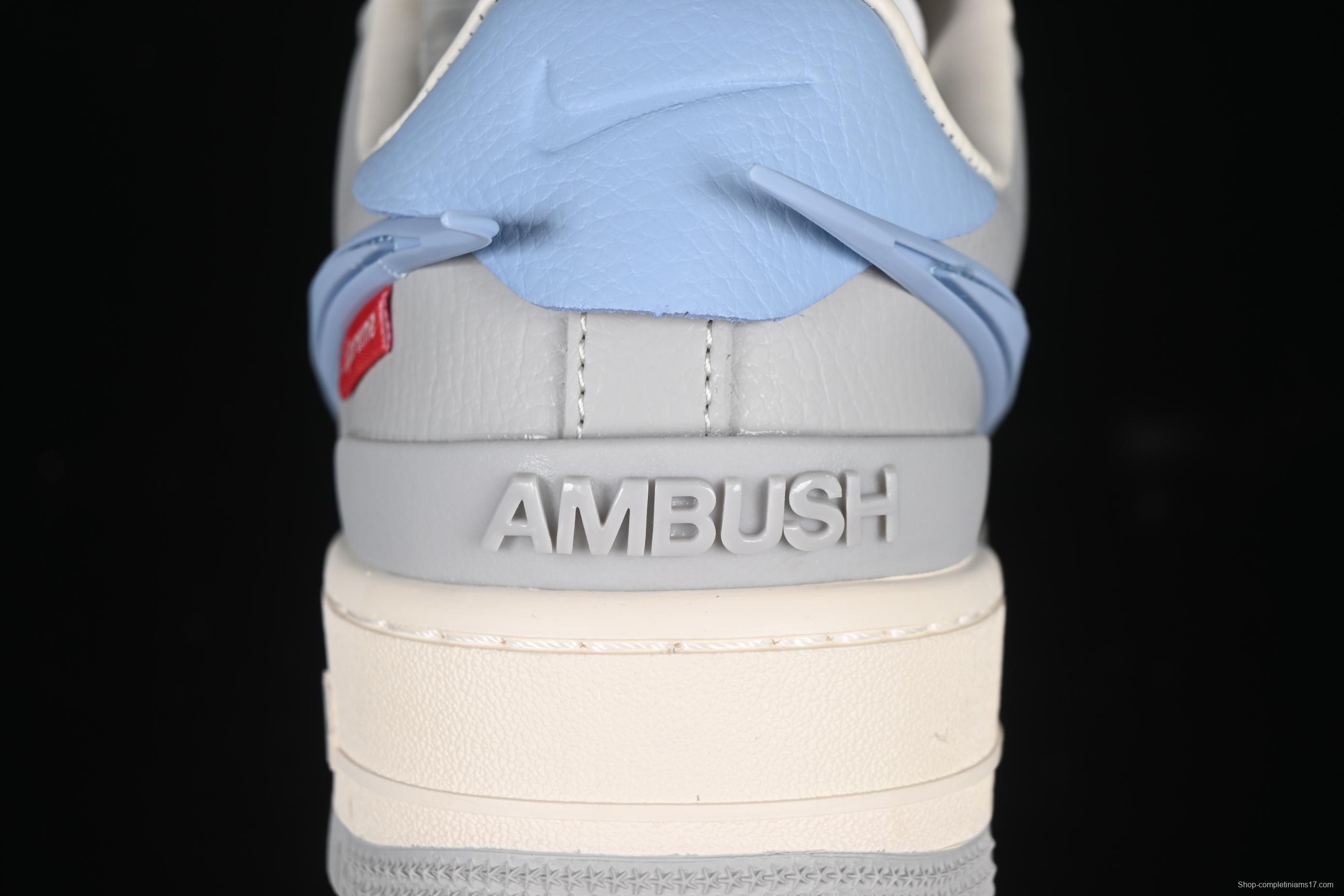 Nike Air Force 1'07 Low Supreme Collaboration Light Blue Swoosh Casual Sneakers - XS3464-577