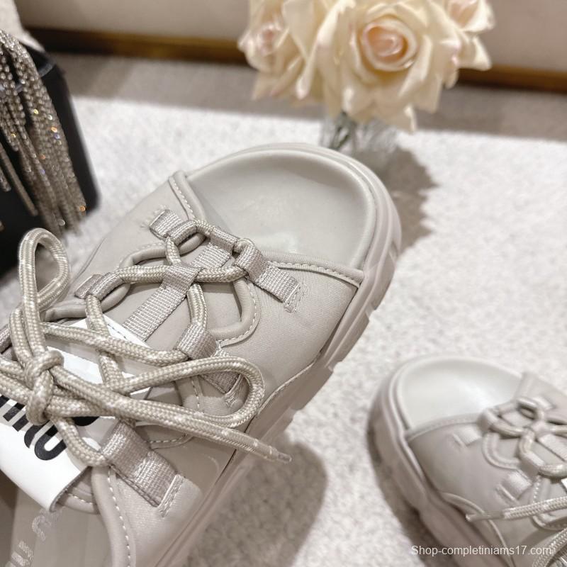 2025 Women Miu Miu White Lycra Sandals LY00280