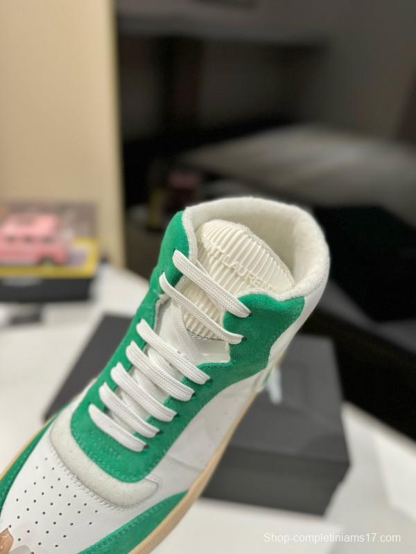 2024 Unisex Yves Saint Laurent White Green Leather Sneakers MJ00390