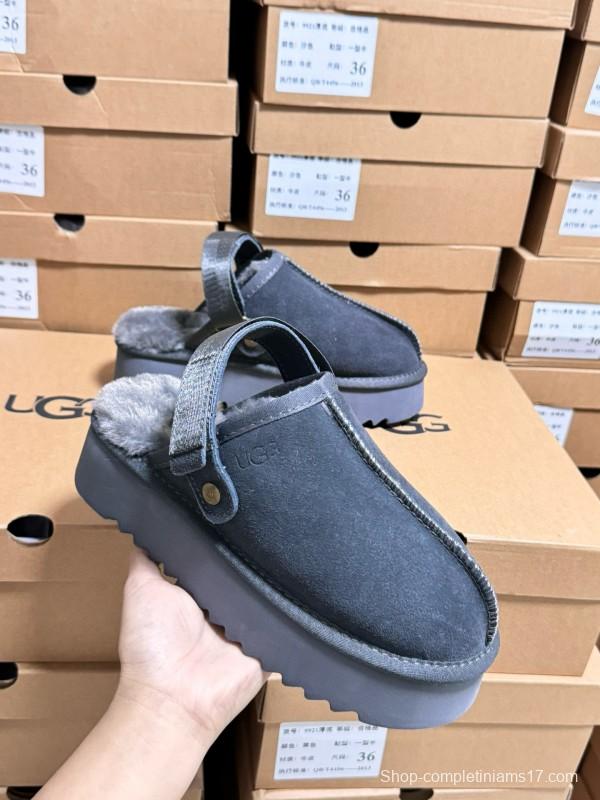 2024 Women UGG Grey Suede Slip-On Slippers MJ00170