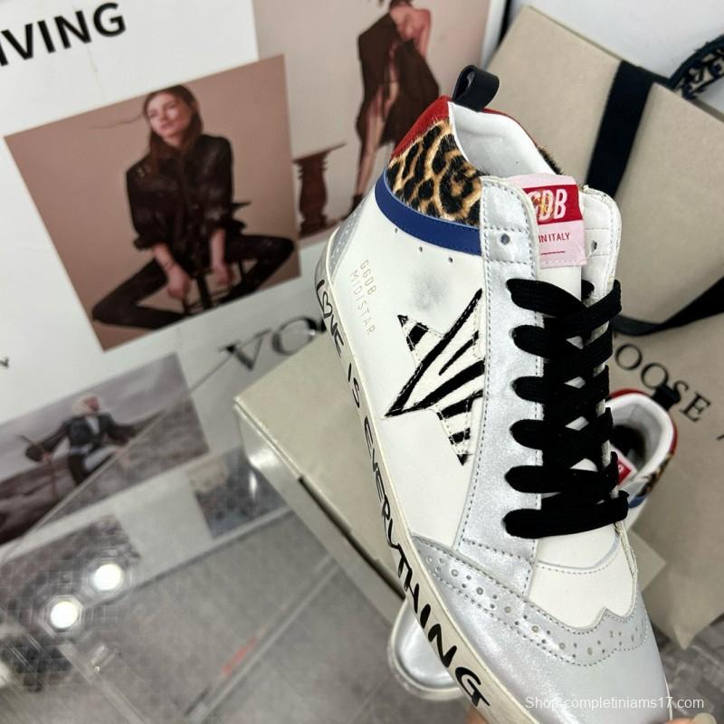 2024 Unisex GGDB White Leopard Blue Leather Suede High-Top Sneakers MJ00300