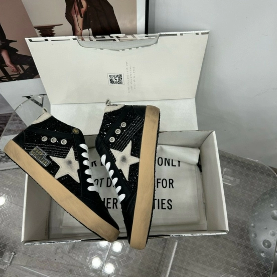2024 Unisex GGDB Black White Suede High-top Sneakers MJ00300