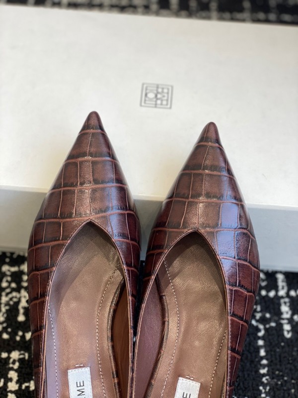 2025 Women Toteme Brown Leather Mule Shoes