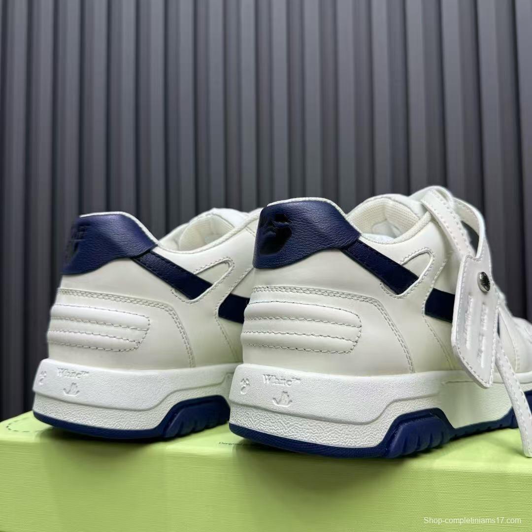 2025 Unisex Off-White White Navy Leather Sneakers KFY00310