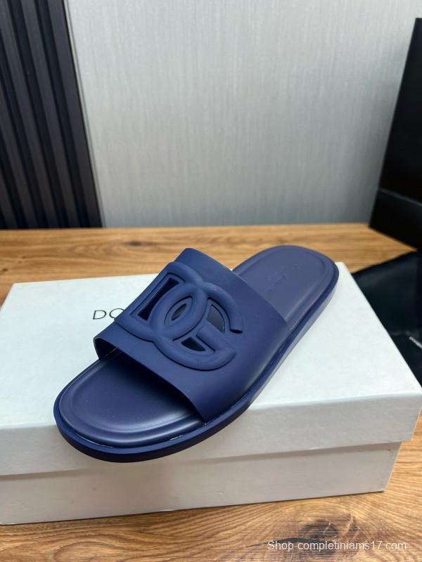 2025 Slippers Dolce & Gabbana Blue Rubber Slippers