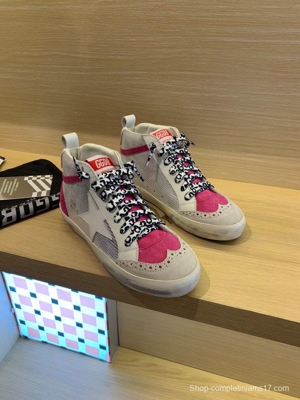 2024 Unisex GGDB White Pink Leather Suede High Top Sneakers MJ00300