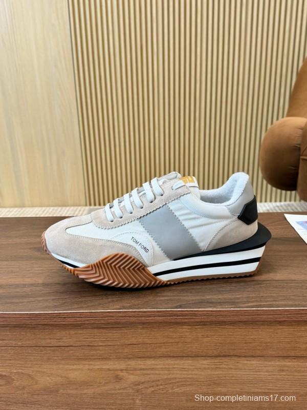2025 Unisex TOM FORD Beige White Black Leather Suede Sneakers LY00360(F)/LY00370(M)
