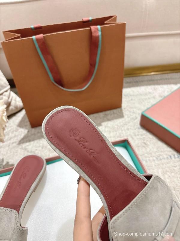 2025 Women LP Brown Suede Slippers LY00370